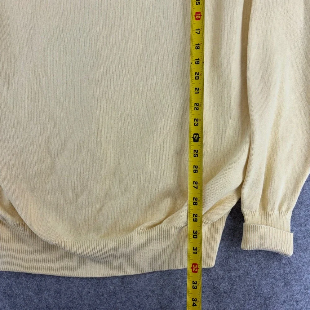 Izod Club Vintage V-Neck Sweater Mens XXL Yellow 100% Combed Cotton Made in USA
